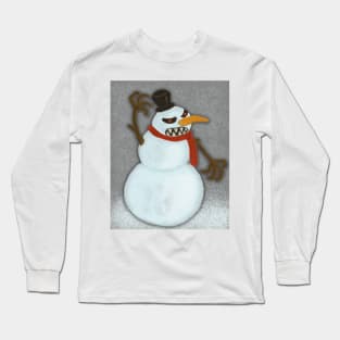 Evil Snowman in a snowstorm Long Sleeve T-Shirt